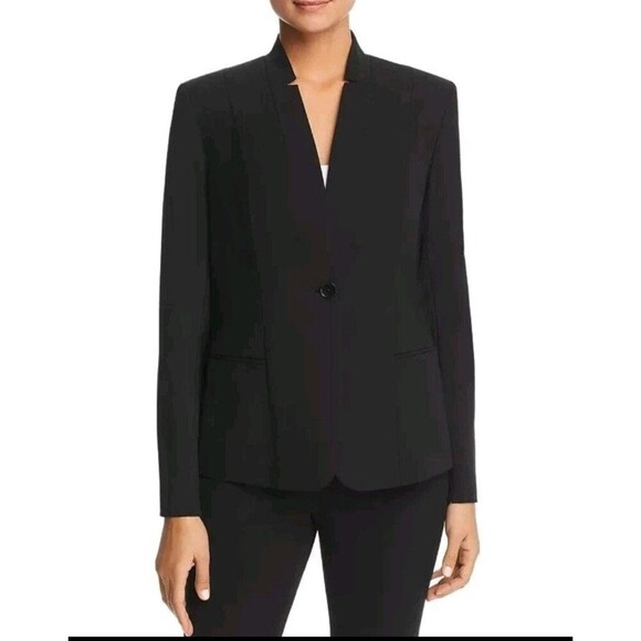 Elie Tahari Tori Business Blazer Jacket Black Wool Blend Size 6 - Picture 1 of 9
